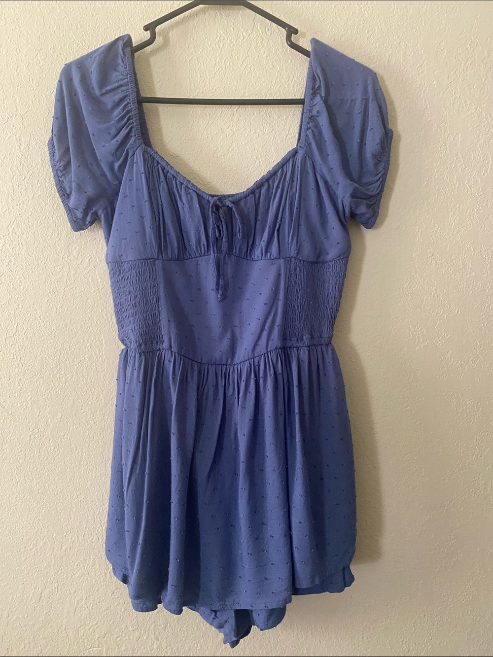 Hollister Romantic Blue Puff-Sleeve Tunic Romper Dress - Picture 2 of 11
